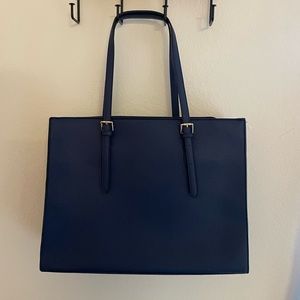 Navy Blue Tote Laptop Compartment Personal Item Work Bag